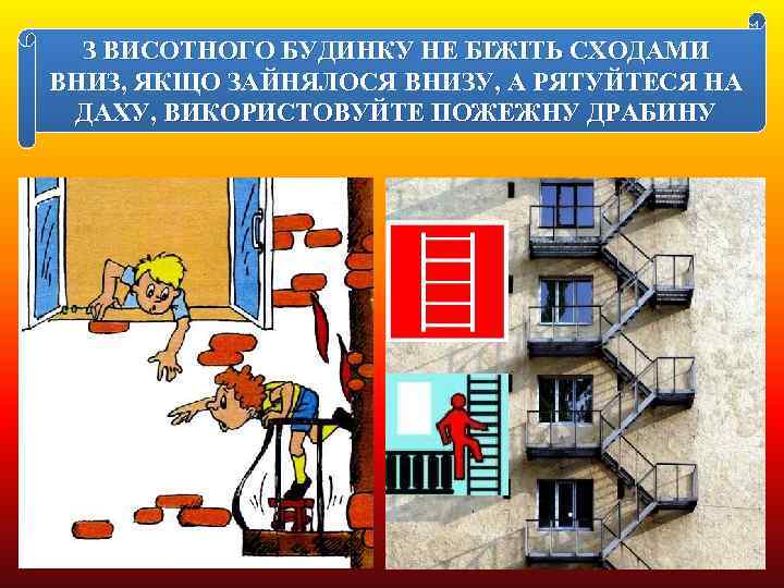 З ВИСОТНОГО БУДИНКУ НЕ БІЖІТЬ СХОДАМИ ВНИЗ, ЯКЩО ЗАЙНЯЛОСЯ ВНИЗУ, А РЯТУЙТЕСЯ НА ДАХУ,