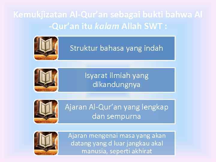 Kemukjizatan Al-Qur’an sebagai bukti bahwa Al -Qur’an itu kalam Allah SWT : Struktur bahasa