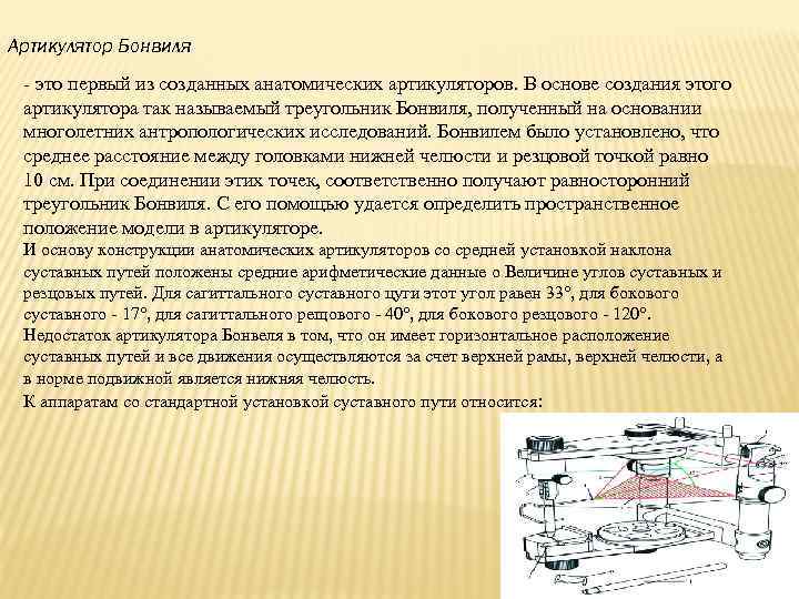 Артикулятор Бонвиля - это первый из созданных анатомических артикуляторов. В основе создания этого артикулятора