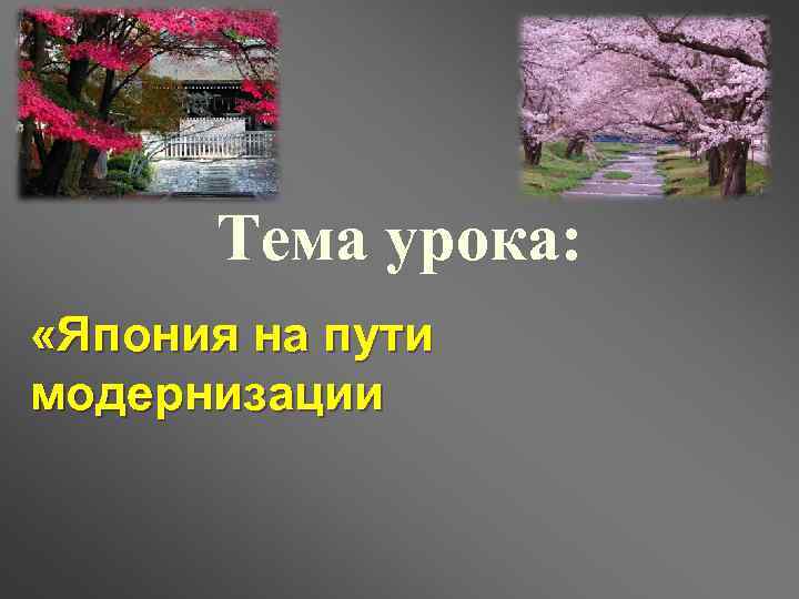 Тема урока: «Япония на пути модернизации 