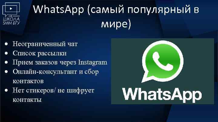 Whats. Аpp (самый популярный в мире) Неограниченный чат Список рассылки Прием заказов через Instagram