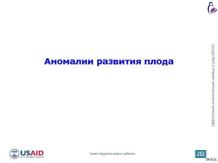 Эффективная антенатальная помощь и уход (ЭАПУ) Аномалии развития плода Проект «Здоровье матери и ребенка»