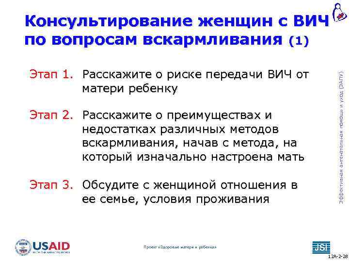 Этап 1. Расскажите о риске передачи ВИЧ от матери ребенку Этап 2. Расскажите о