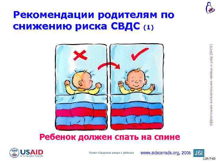 Эффективная антенатальная помощь и уход (ЭАПУ) Рекомендации родителям по снижению риска СВДС (1) Ребенок