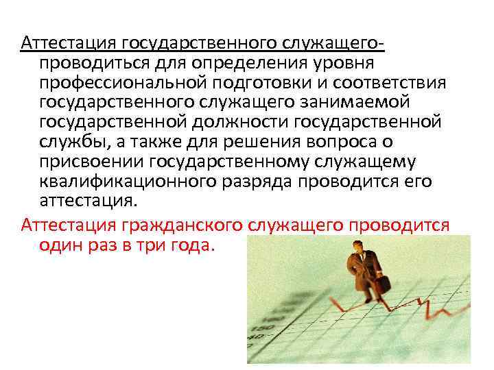 Аттестация государственного служащего- проводиться для определения уровня профессиональной подготовки и соответствия государственного служащего занимаемой