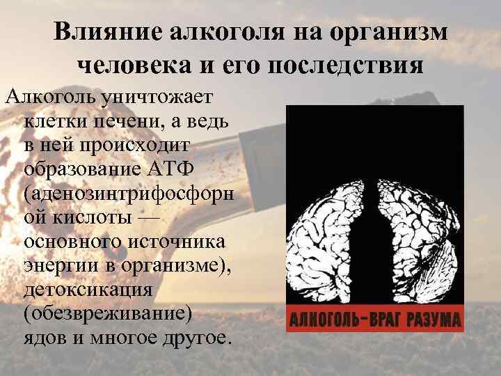 Влияние алкоголя на организм человека и его последствия Алкоголь уничтожает клетки печени, а ведь