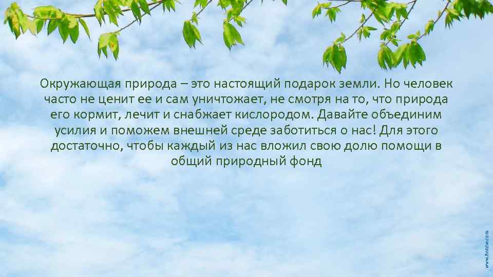 Окружающая природа – это настоящий подарок земли. Но человек часто не ценит ее и