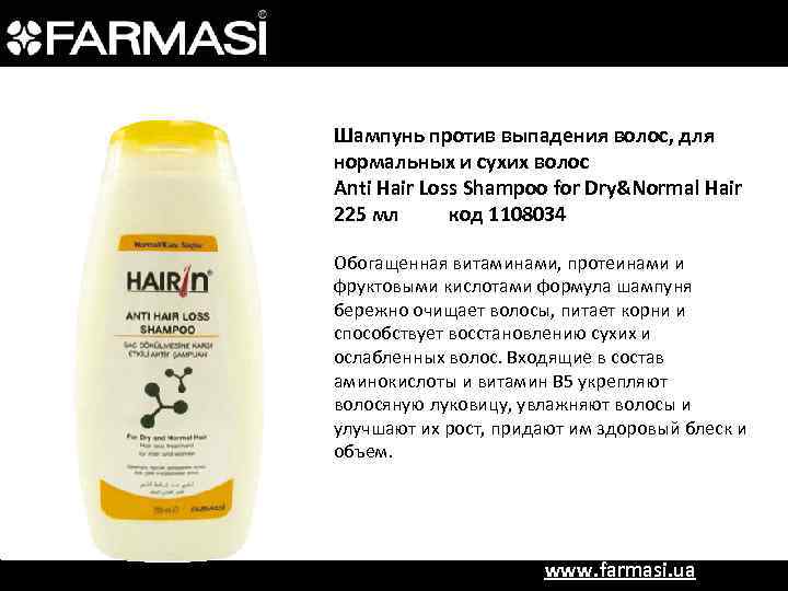 Шампунь против выпадения волос, для нормальных и сухих волос Anti Hair Loss Shampoo for