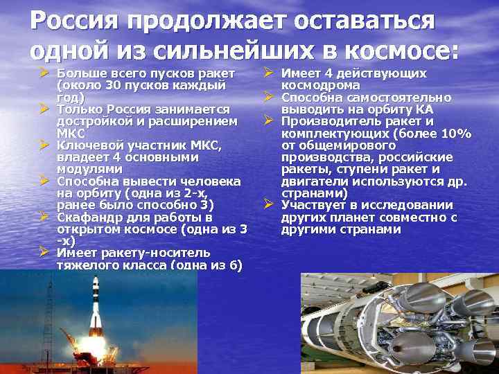 Россия продолжает оставаться одной из сильнейших в космосе: Больше всего пусков ракет (около 30