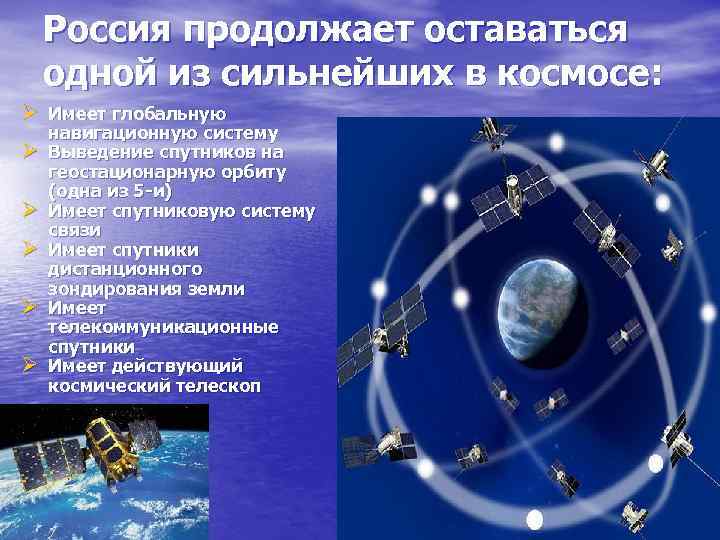 Россия продолжает оставаться одной из сильнейших в космосе: Имеет глобальную навигационную систему Выведение спутников