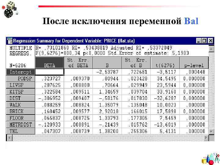После исключения переменной Bal 
