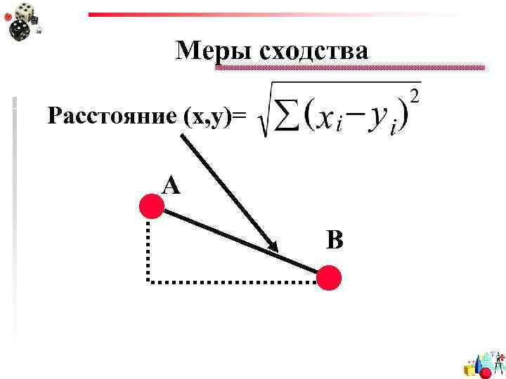 Меры сходства Расстояние (x, y)= А В 