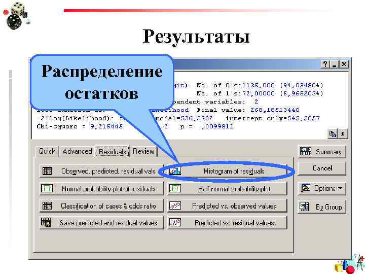 Результаты Распределение остатков 