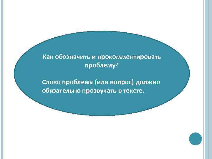 Как обозначить и прокомментировать проблему? Слово проблема (или вопрос) должно обязательно прозвучать в тексте.