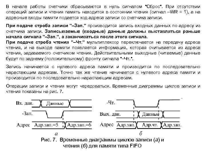 В начале работы счетчики сбрасываются в нуль сигналом 