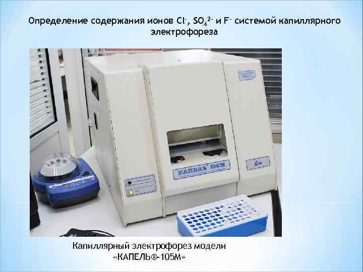 Определение содержания ионов Cl-, SO 42 - и F- системой капиллярного электрофореза Капиллярный электрофорез