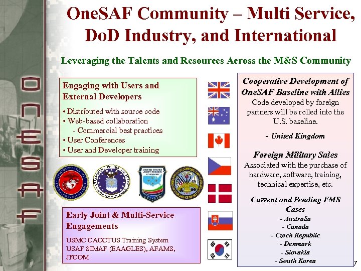 One. SAF Community – Multi Service, Do. D Industry, and International Leveraging the Talents