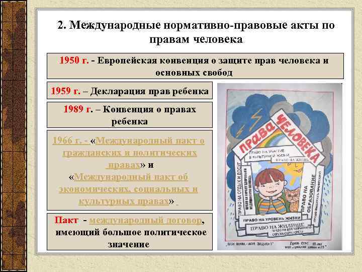 2. Международные нормативно-правовые акты по правам человека 1950 г. - Европейская конвенция о защите