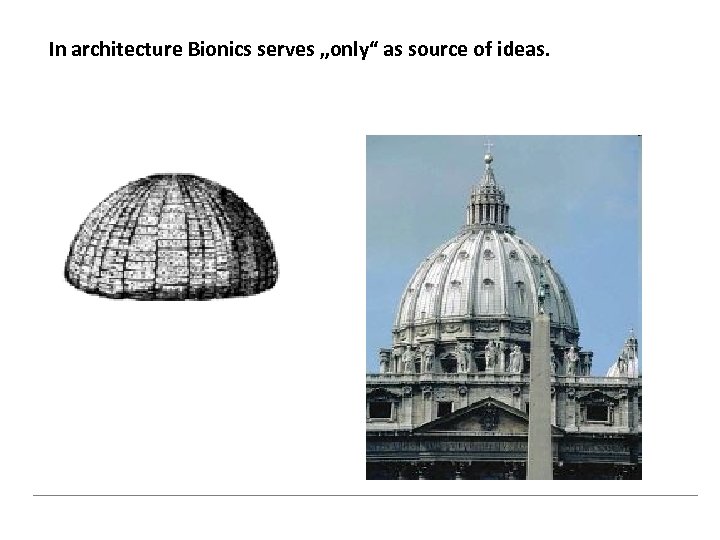 In architecture Bionics serves „only“ as source of ideas. 