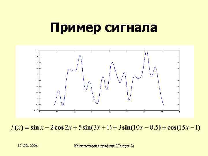 Пример сигнала 17. 02. 2004 Компьютерная графика (Лекция 2) 
