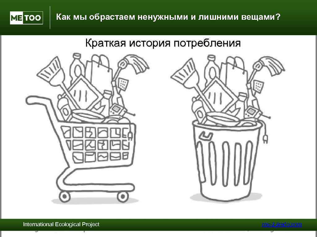 Как мы обрастаем ненужными и лишними вещами? Краткая история потребления International Ecological Project me-2.