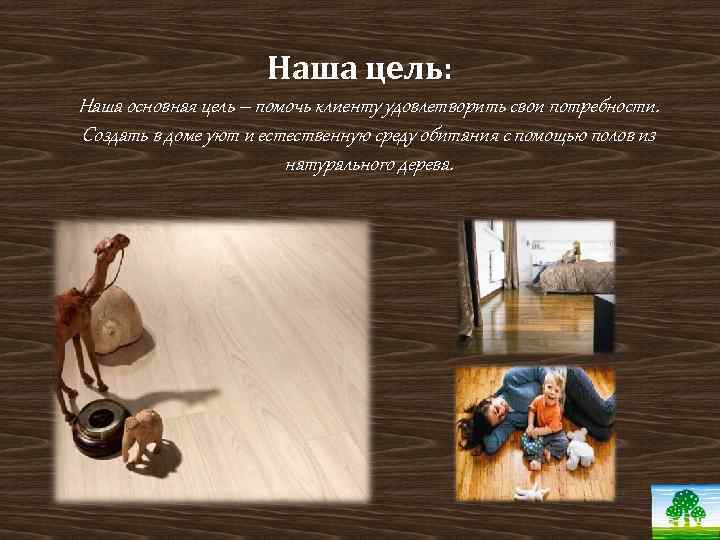 Наша цель: Наша основная цель – помочь клиенту удовлетворить свои потребности. Создать в доме