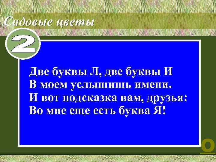 Садовые цветы 6 Две буквы Л, две буквы И В моем услышишь имени. И