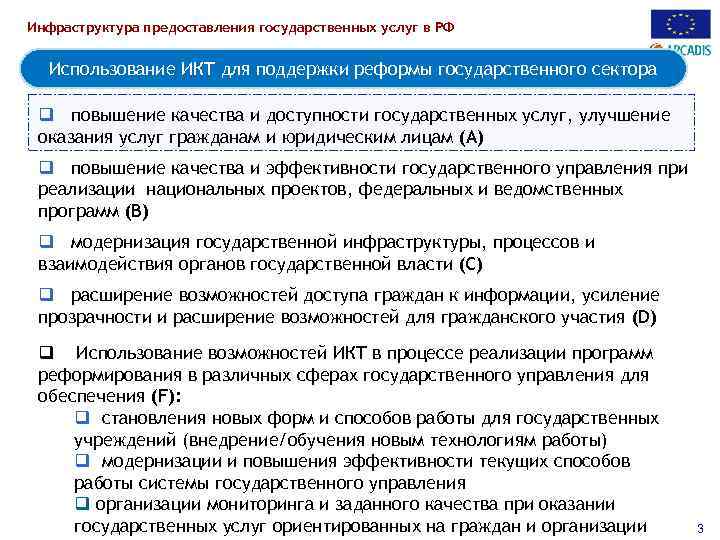Инфраструктура предоставления государственных услуг в РФ Использование ИКТ для поддержки реформы государственного сектора q