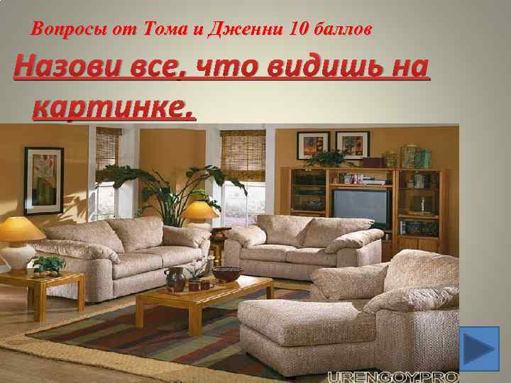 Вопросы от Тома и Дженни 10 баллов Назови все, что видишь на картинке. 