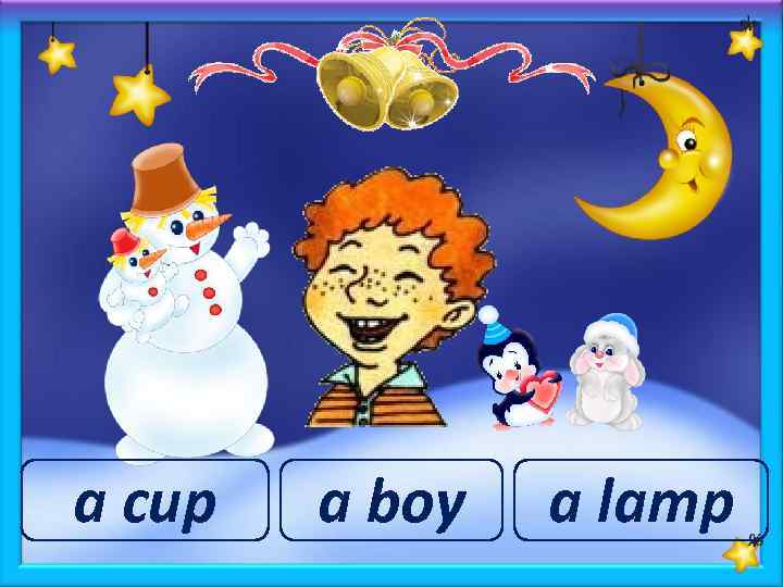 a cup a boy a lamp 