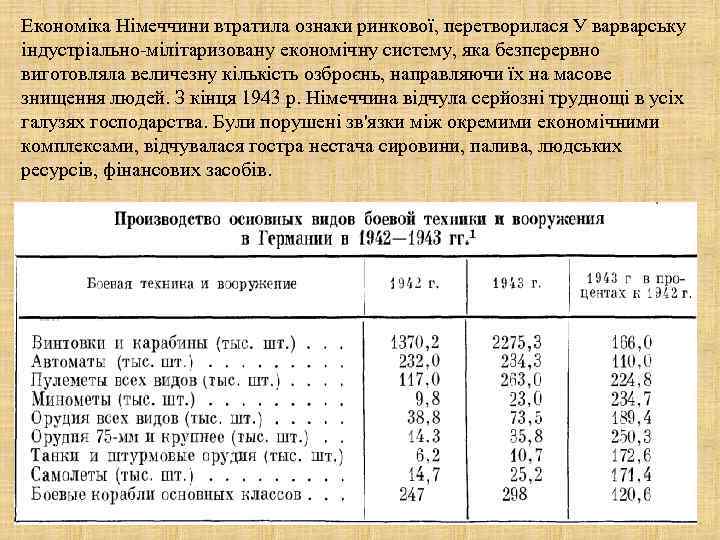 Економіка Німеччини втратила ознаки ринкової, перетворилася У варварську індустріально-мілітаризовану економічну систему, яка безперервно виготовляла