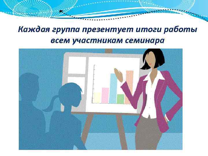 Каждая группа презентует итоги работы всем участникам семинара 