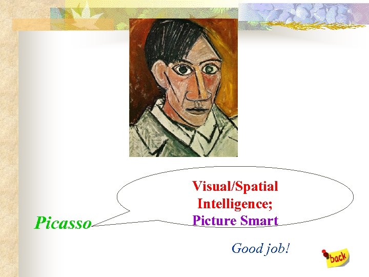 Picasso Visual/Spatial Intelligence; Picture Smart Good job! 