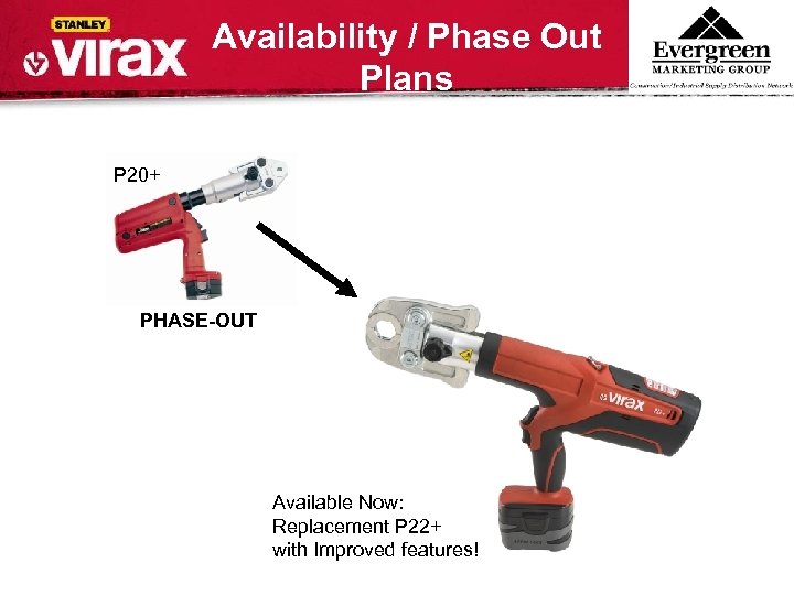 Availability / Phase Out Plans P 20+ PHASE-OUT Available Now: Replacement P 22+ with