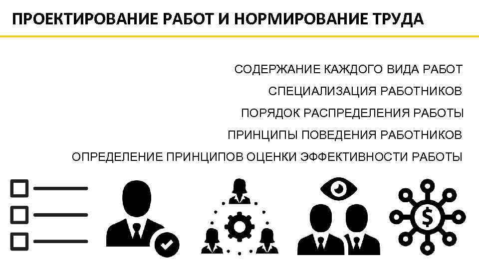 Содержащие каждое. Проектирование работ и нормирование труда. Порядок распределения действий.