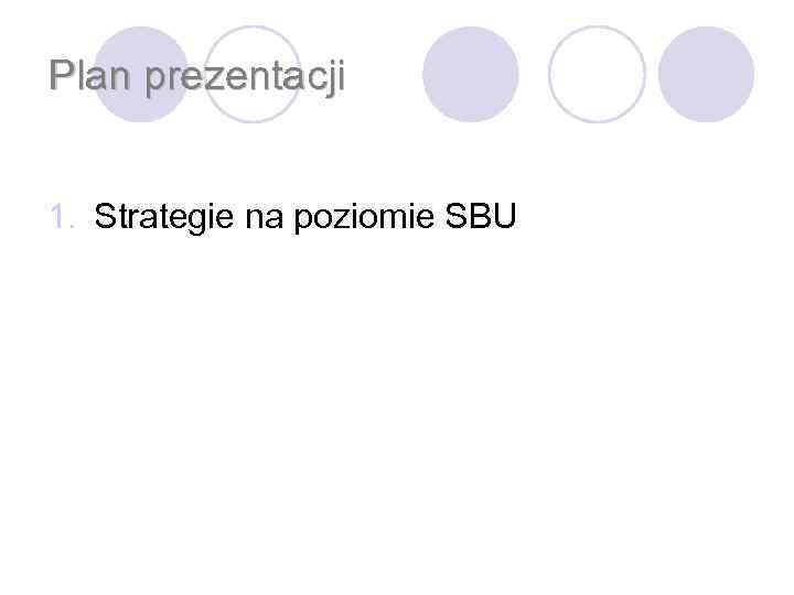 Plan prezentacji 1. Strategie na poziomie SBU 