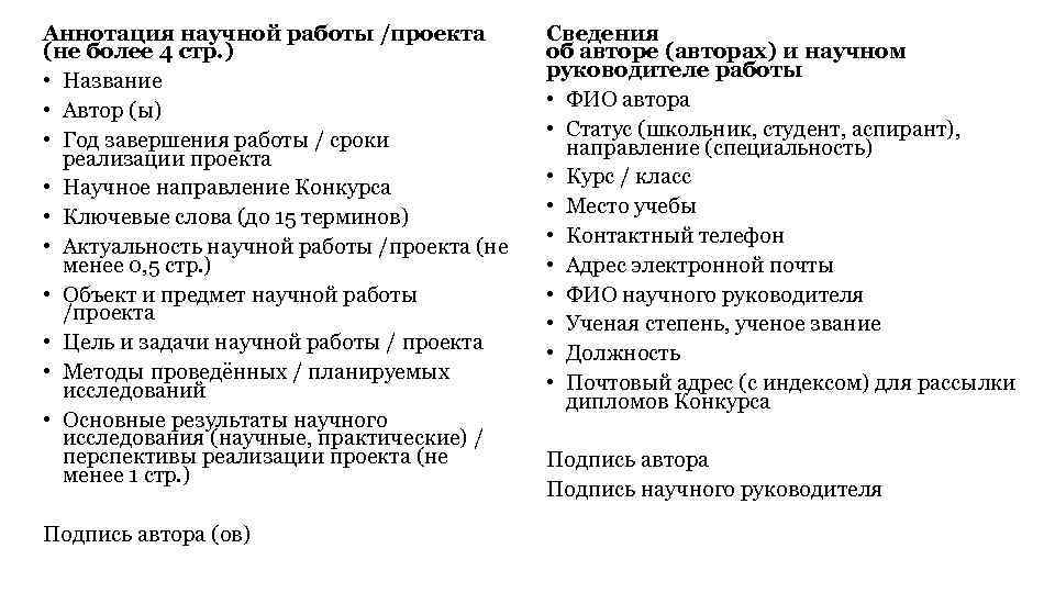 Аннотация на проектную работу ученика образец