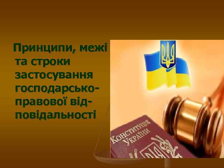 Принципи, межі та строки застосування господарськоправової відповідальності 