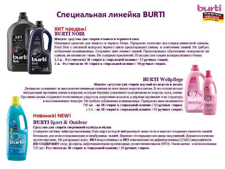 Специальная линейка BURTI ХИТ продаж! BURTI NOIR Жидкое средство для стирки темного и черного