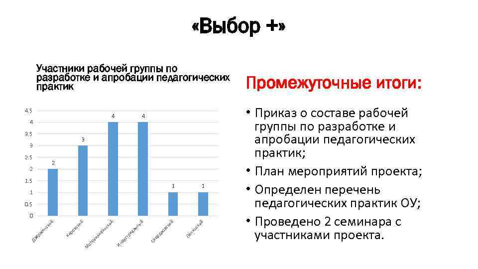  «Выбор +» Участники рабочей группы по разработке и апробации педагогических практик 4. 5