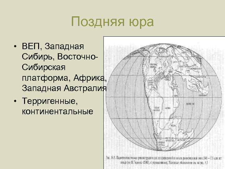 Поздняя юра • ВЕП, Западная Сибирь, Восточно. Сибирская платформа, Африка, Западная Австралия • Терригенные,