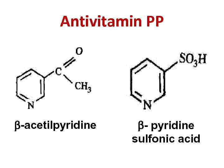 Antivitamin PP -acetilpyridine - pyridine sulfonic acid 