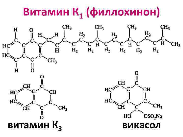Витамин К 1 (филлохинон) витамин К 3 викасол 
