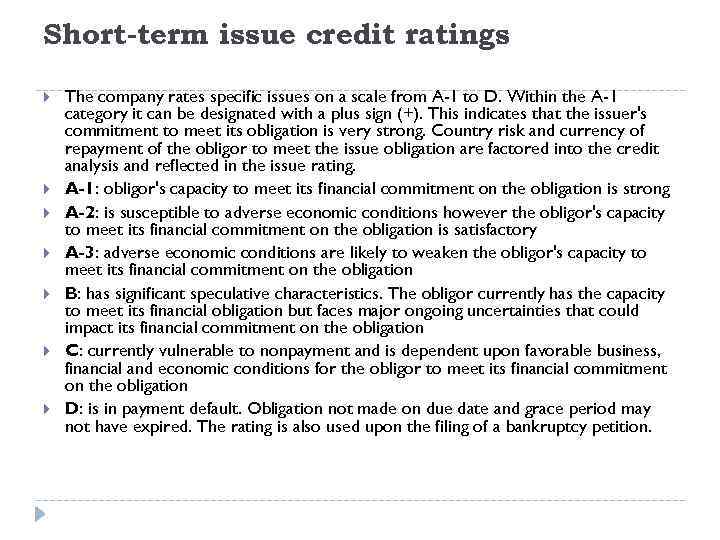 Short-term issue credit ratings The company rates specific issues on a scale from A-1