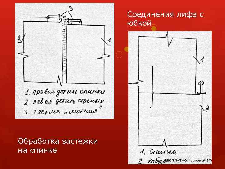 Соединение юбки с лифом схема