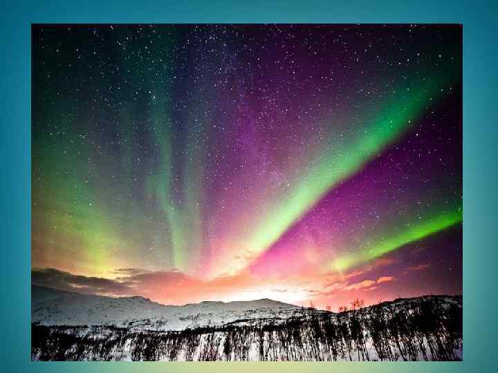 Полярне сяйво Полярним сяйвом називають світіння атмосфери. Причиною появи яскравих різноколірних сполохів на небі