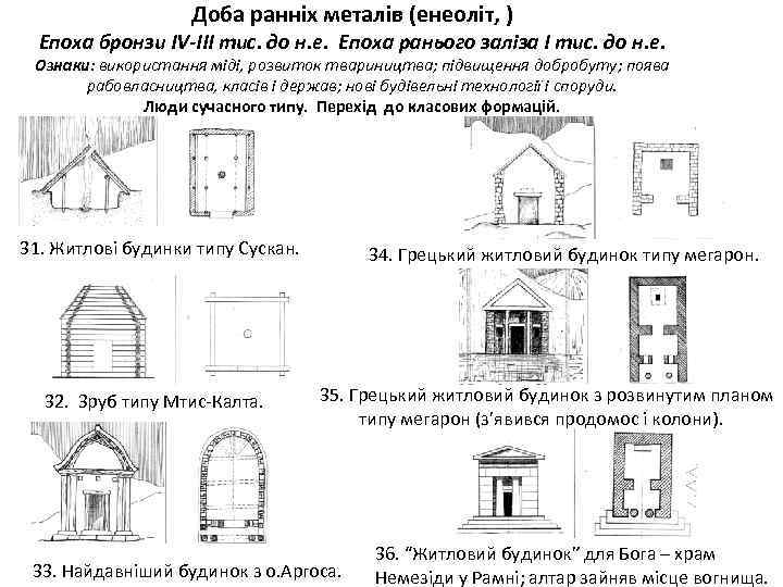 Доба ранніх металів (енеоліт, ) Епоха бронзи ІV-ІIІ тис. до н. е. Епоха ранього