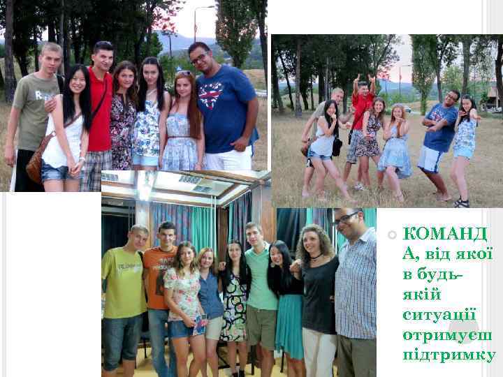  КОМАНД А, від якої в будьякій ситуації отримуєш підтримку 