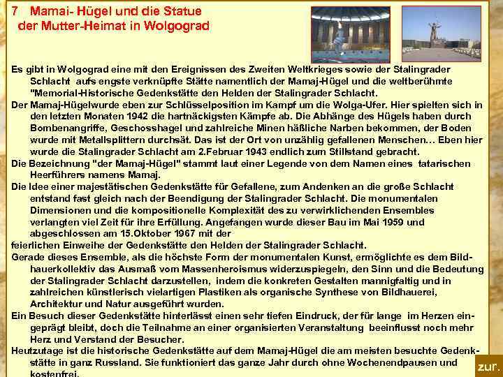 7 Mamai- Hügel und die Statue der Mutter-Heimat in Wolgograd Es gibt in Wolgograd