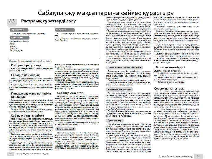 Сабақты оқу мақсаттарына сәйкес құрастыру 